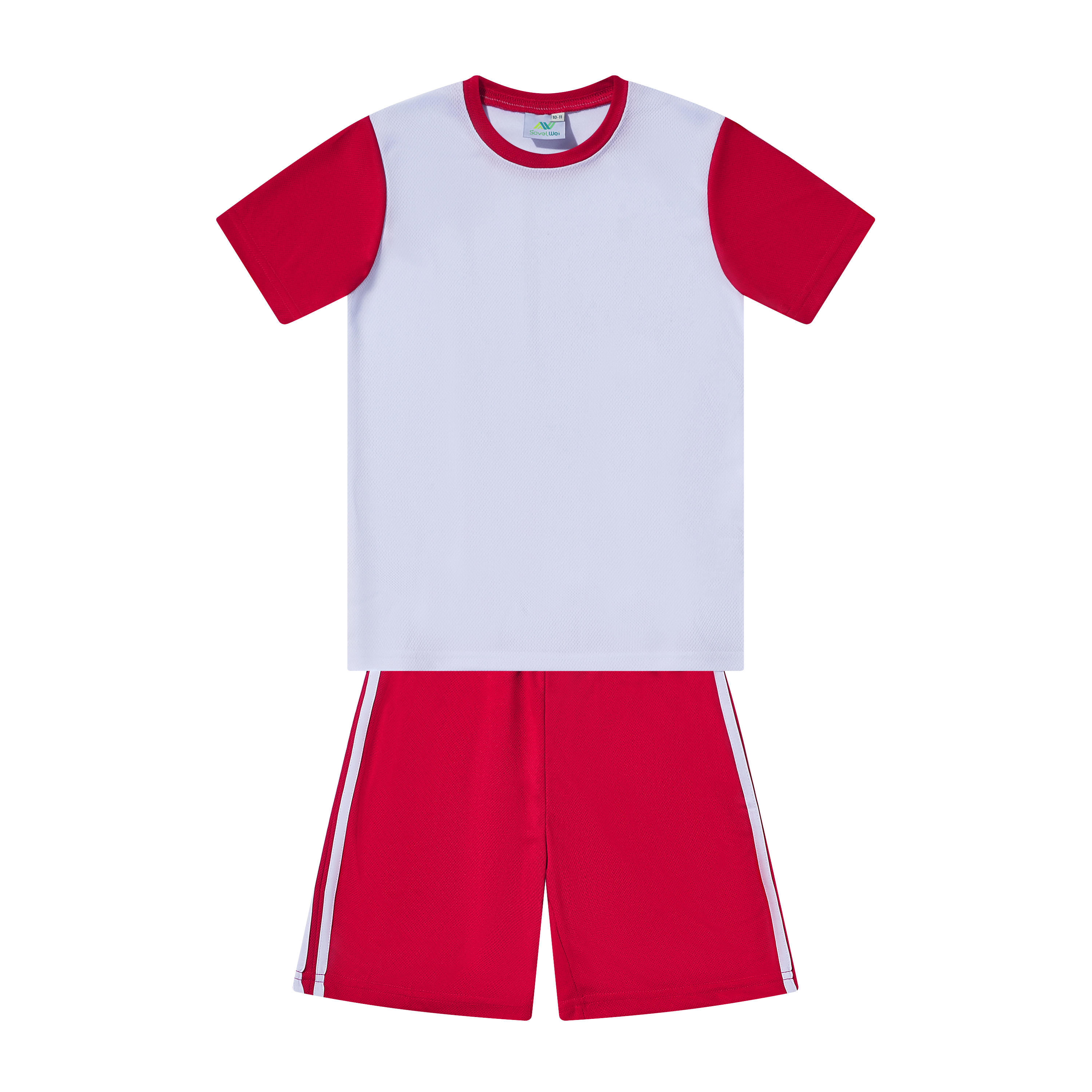 White Crew Neck Jersey With Red Shorts