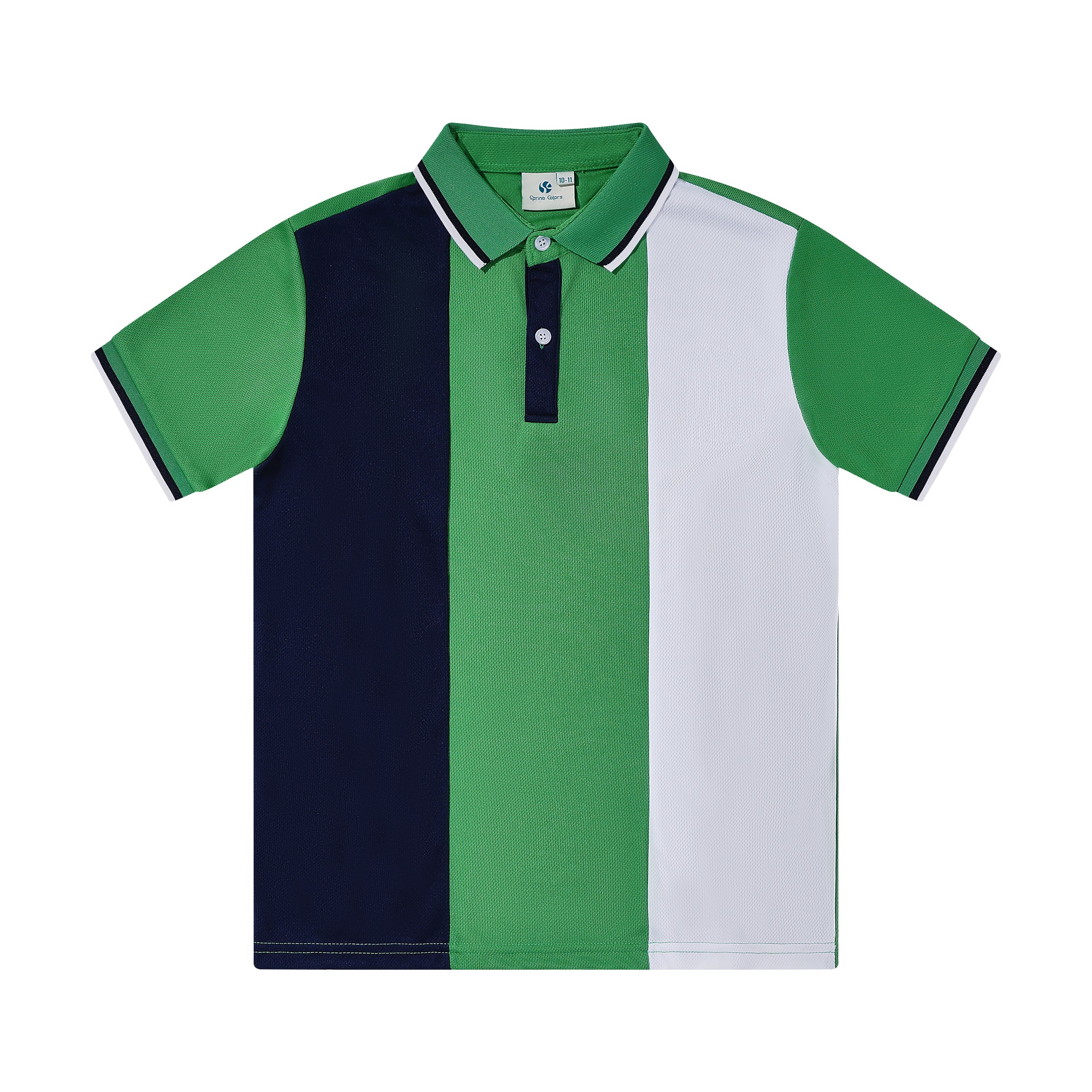 Green Striped Jersey Polo Shirt