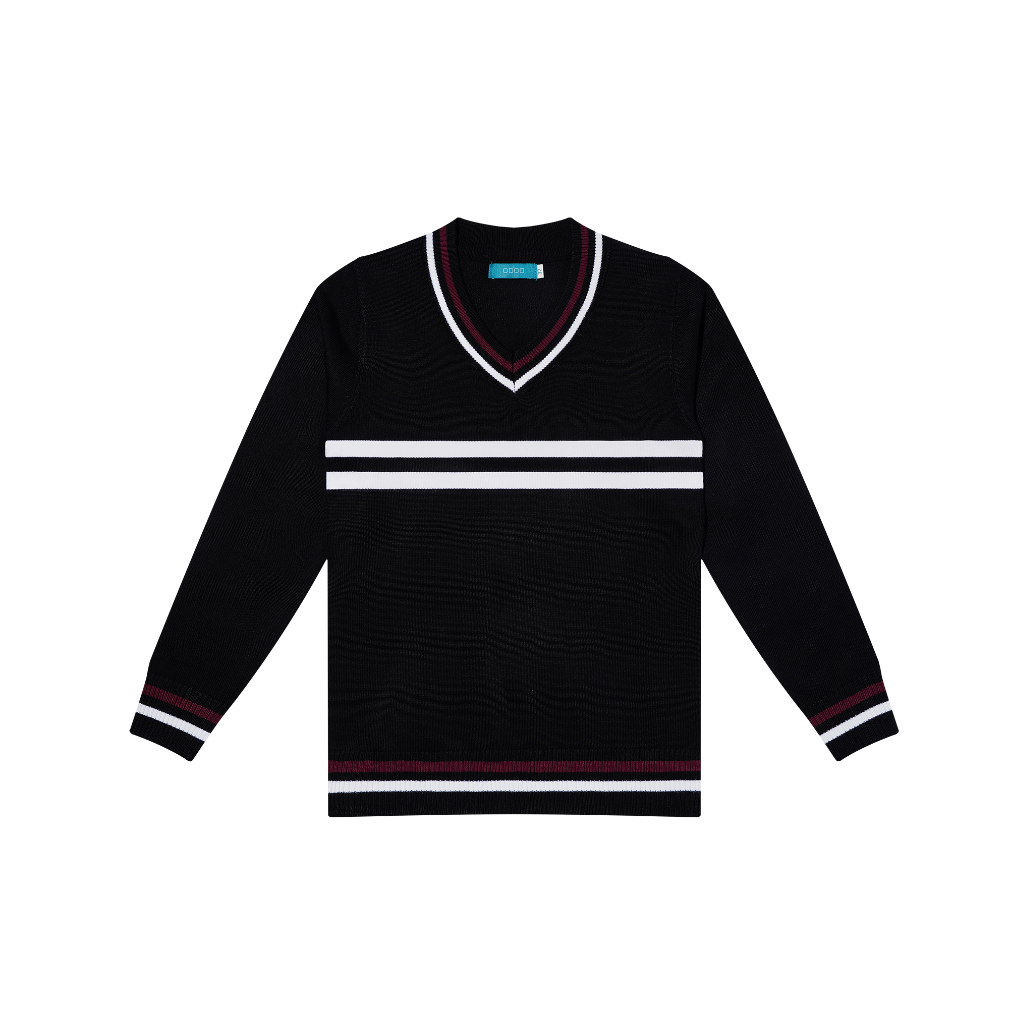 V-neck Contrast Stripe Long Sleeve Sweater